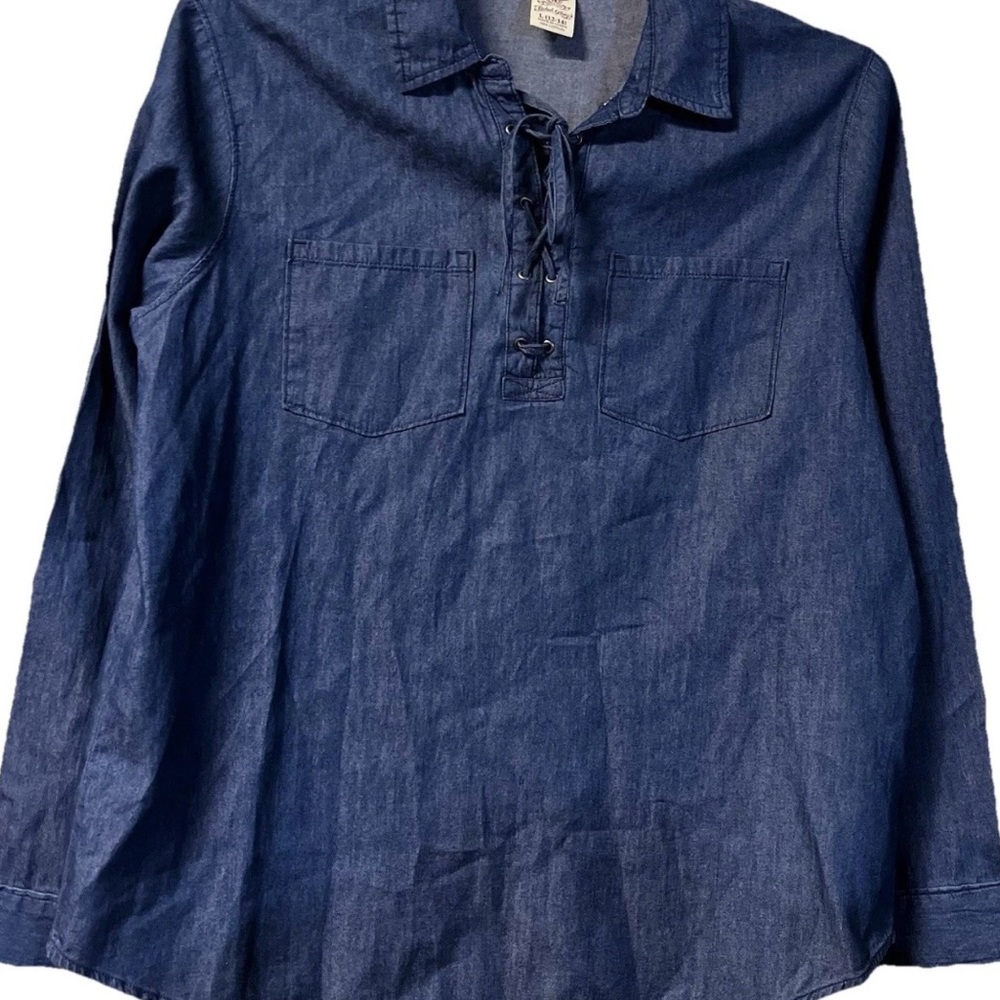 Faded Glory ~ Women’s ~ Top ~ Large ~ Blouse ~ Blue ~ Size 12 - 14 ~ Denim